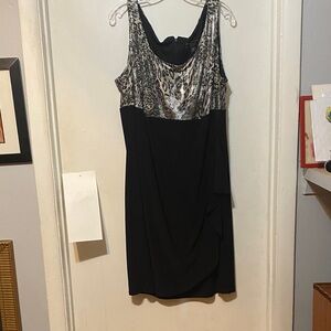 dressbarn Black and Silver Animal Print Mini Dress
